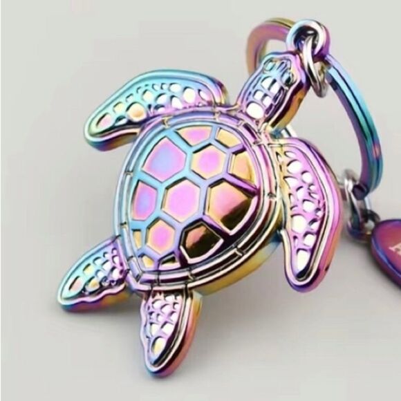 Holographic Turtle “I Love You More” Keychain - Picture 1 of 5